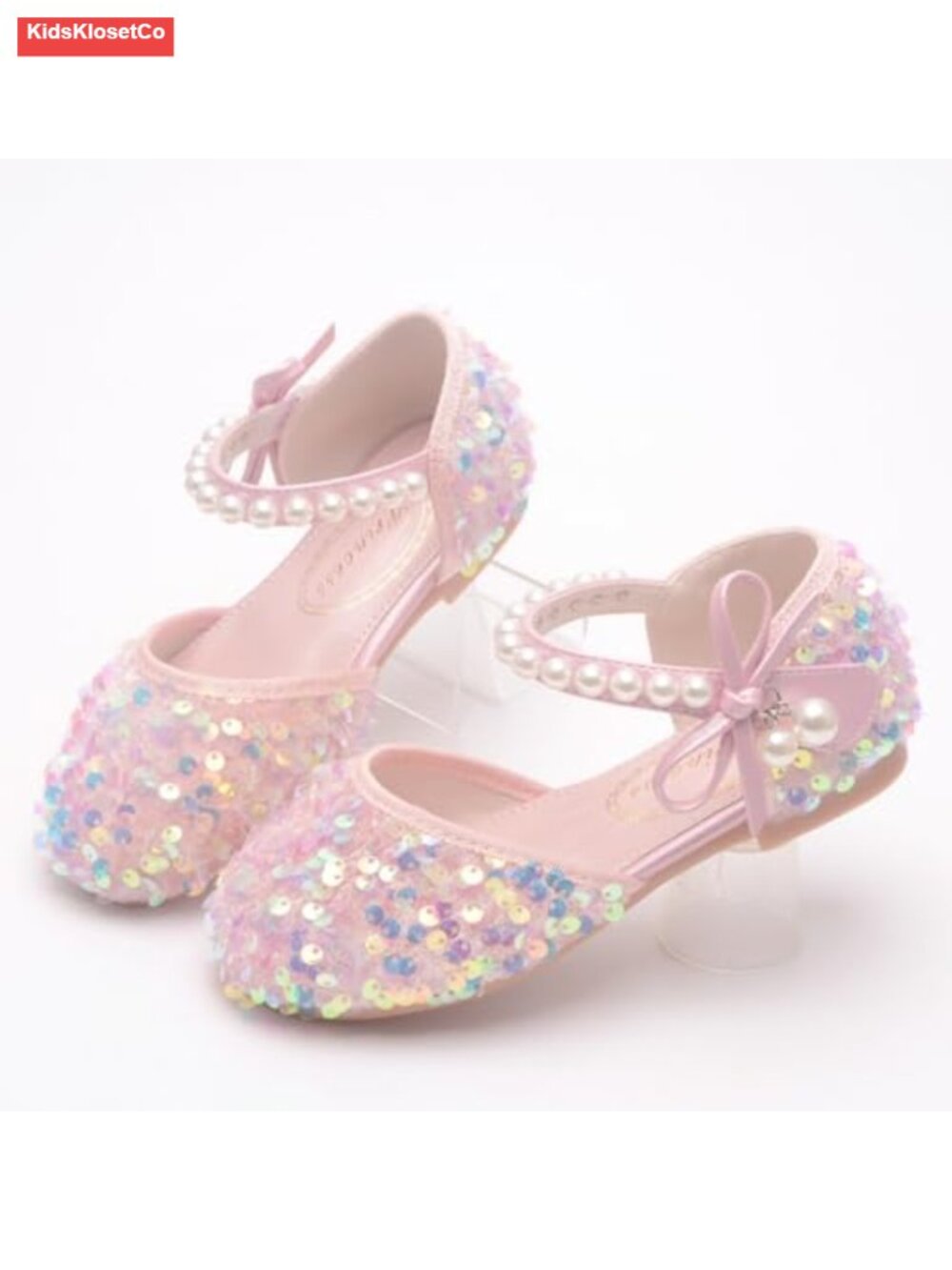 Sparkle Ballet Flats Pearl Strap Princess Dance Shoes Toddler Sequin Mary Jane - Picture 4 of 6